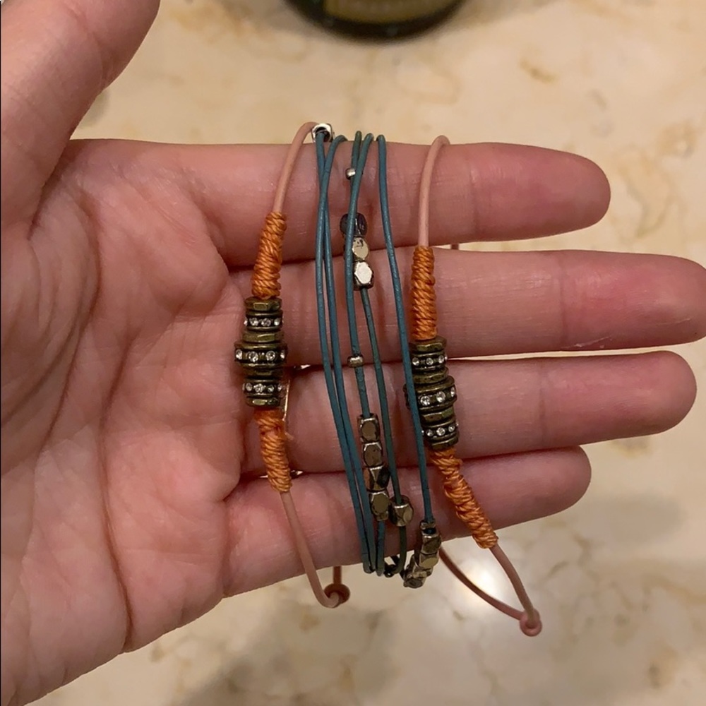 Set of 3 Fossil Leather Wrap Bracelets